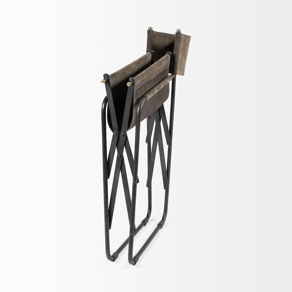 Brown Leather With Black Iron Frame Dining Chair By Homeroots | Dining Chairs | Modishstore - 6