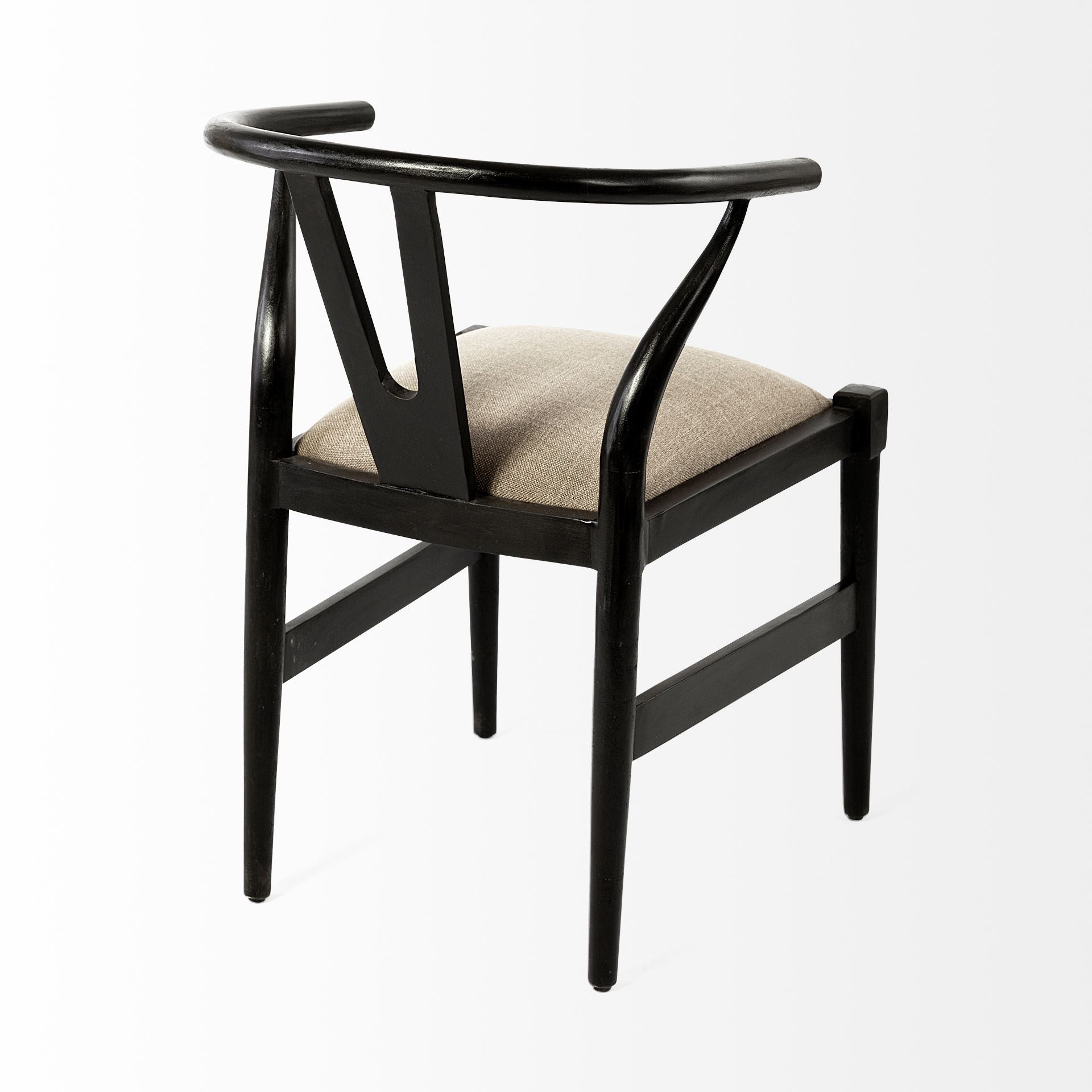 Linen Seat With Black Wooden Base Dining Chair By Homeroots | Dining Chairs | Modishstore - 5