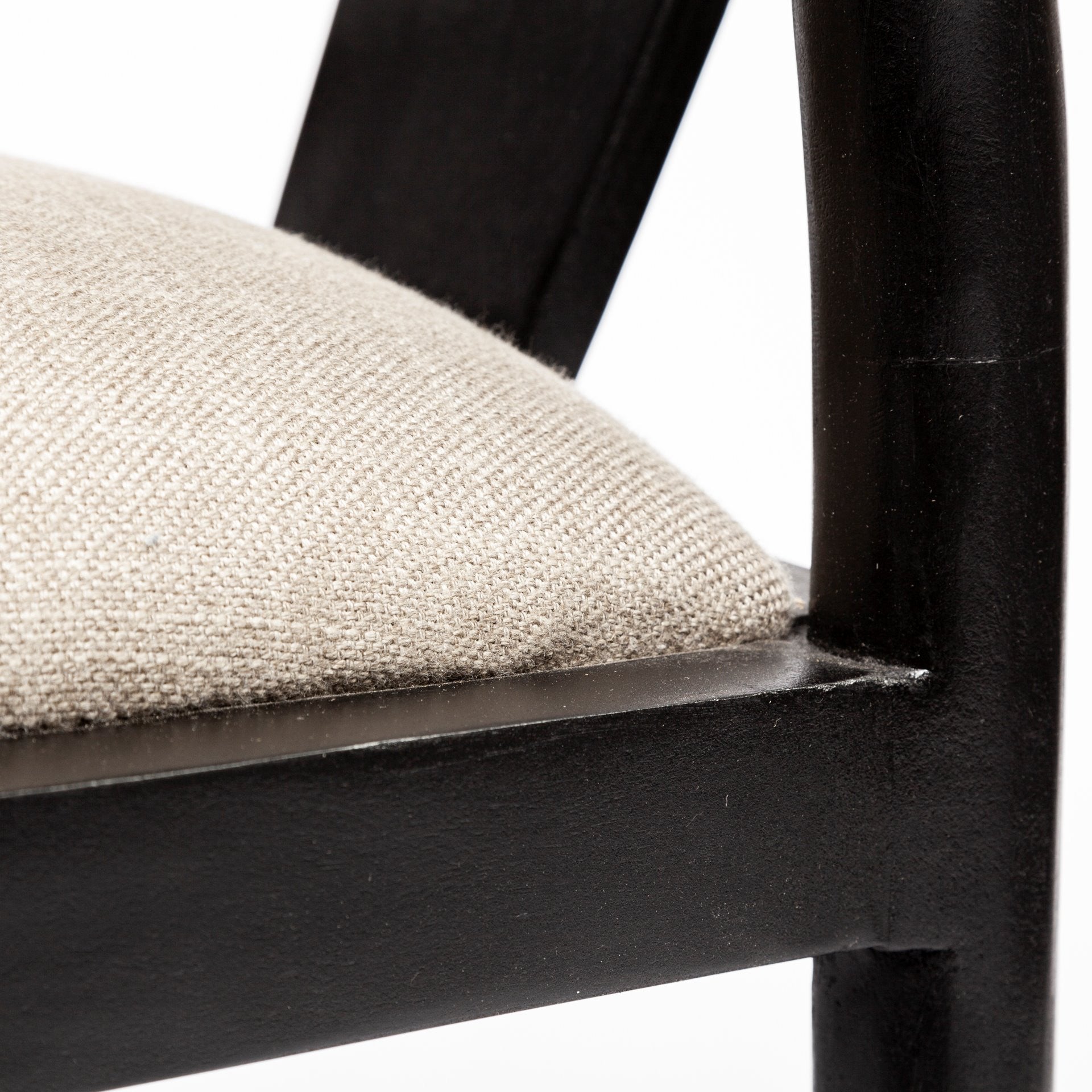 Linen Seat With Black Wooden Base Dining Chair By Homeroots | Dining Chairs | Modishstore - 9
