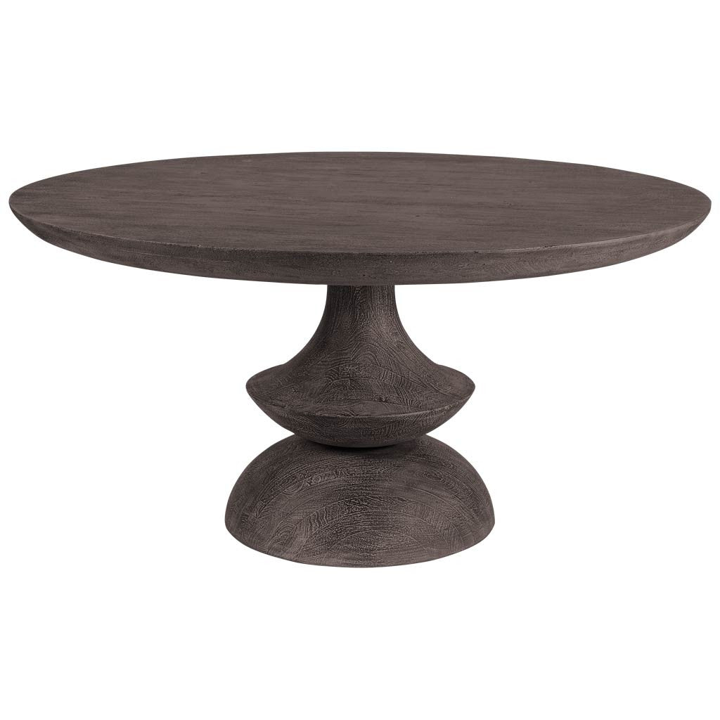 60' Round Charcoal Gray Solid Wood Table Top And Base Dining Table By Homeroots | Dining Tables | Modishstore - 3