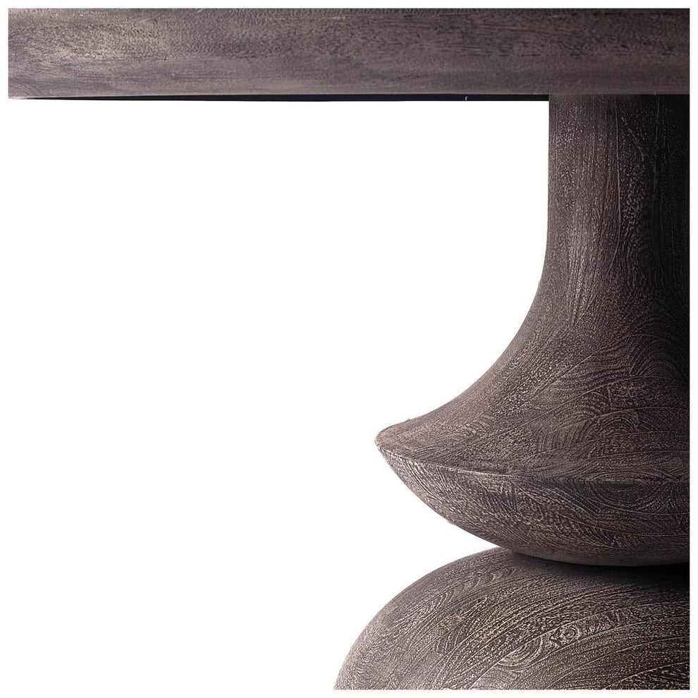 60' Round Charcoal Gray Solid Wood Table Top And Base Dining Table By Homeroots | Dining Tables | Modishstore - 4