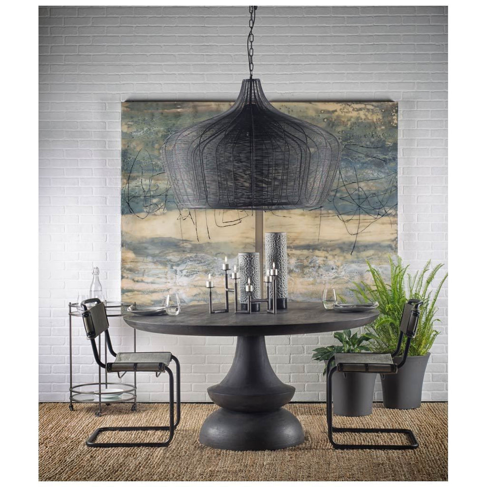 60' Round Charcoal Gray Solid Wood Table Top And Base Dining Table By Homeroots | Dining Tables | Modishstore - 2