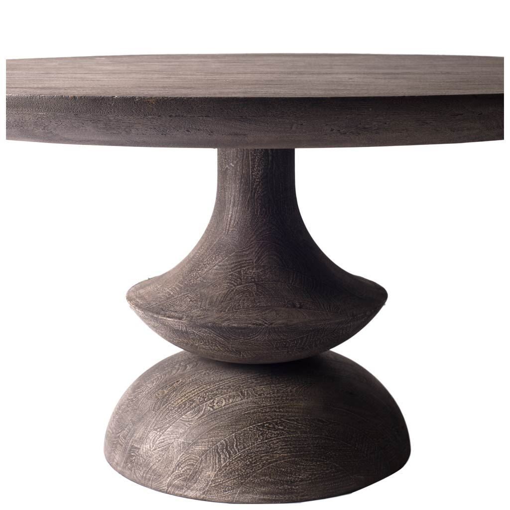 60' Round Charcoal Gray Solid Wood Table Top And Base Dining Table By Homeroots | Dining Chairs | Modishstore - 5