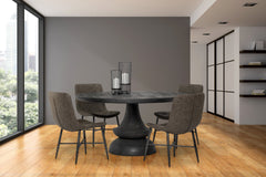 60' Round Charcoal Gray Solid Wood Table Top And Base Dining Table By Homeroots