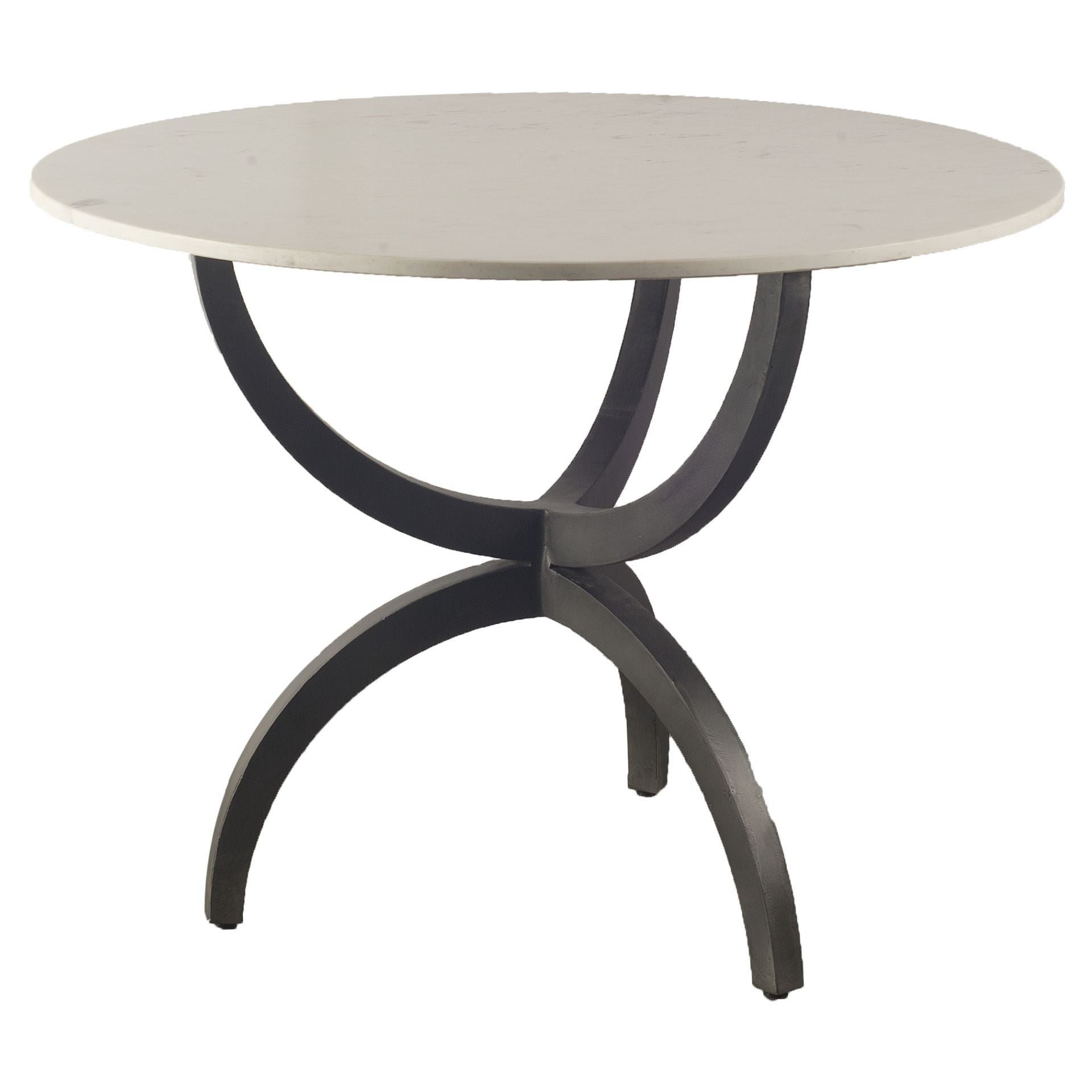 40' Round White Marble Top With Black Metal Base Dining Table By Homeroots | Dining Chairs | Modishstore