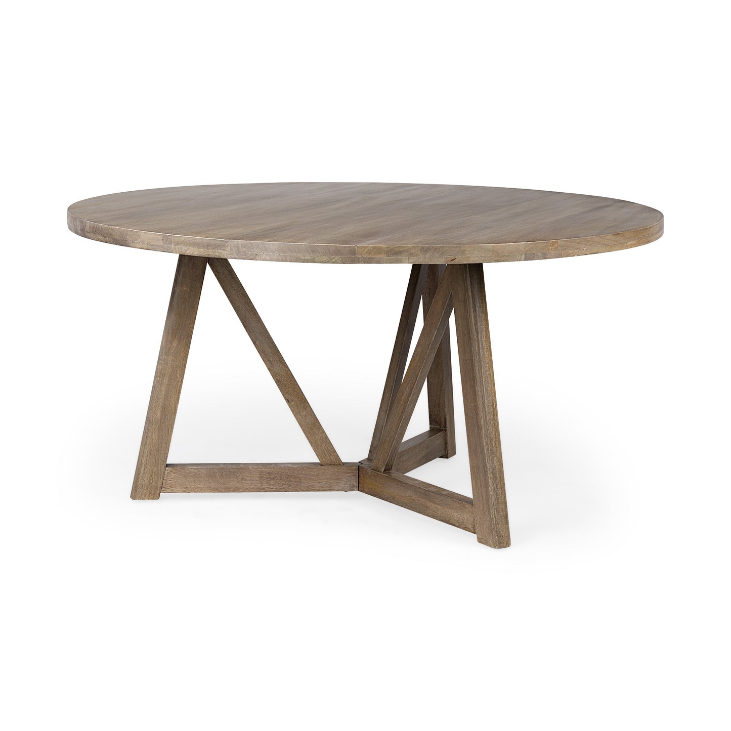 60' Round Brown Solid Wood Top And Base Dining Table By Homeroots - 380461 | Dining Tables | Modishstore