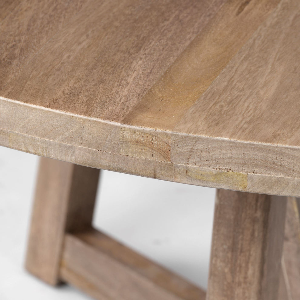 60' Round Brown Solid Wood Top And Base Dining Table By Homeroots - 380461 | Dining Tables | Modishstore - 4