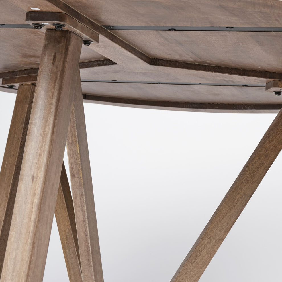 60' Round Brown Solid Wood Top And Base Dining Table By Homeroots - 380461 | Dining Tables | Modishstore - 5