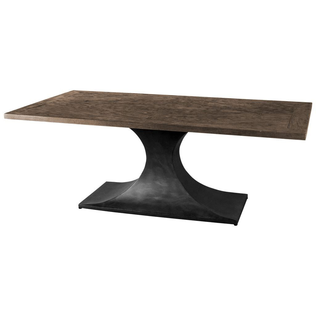 Rectangular Brown Solid Wood Top With Black Metal Base Dining Table By Homeroots - 380462 | Dining Tables | Modishstore - 2
