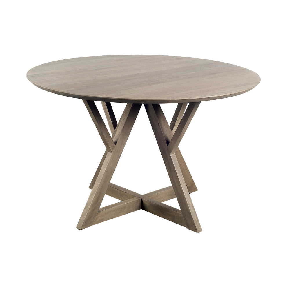 48' Round Brown Solid Wood Table Top And Base Dining Table By Homeroots | Dining Tables | Modishstore - 3