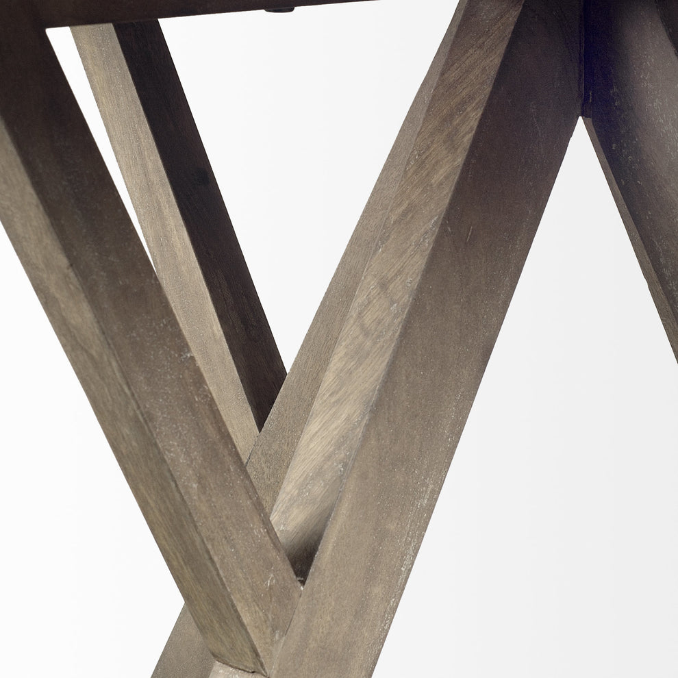 48' Round Brown Solid Wood Table Top And Base Dining Table By Homeroots | Dining Tables | Modishstore - 4