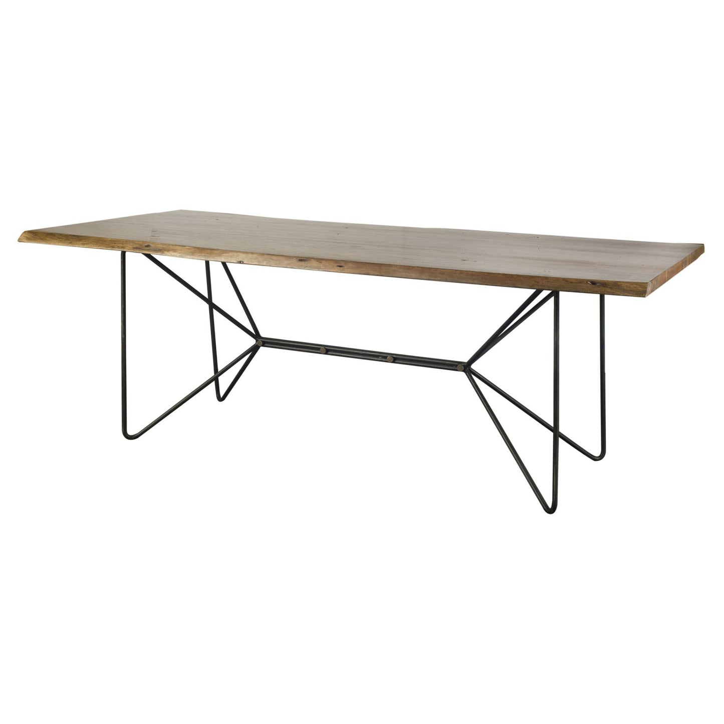 Natural Tapered Live Edge Top With Iron Base Dining Table By Homeroots | Dining Tables | Modishstore