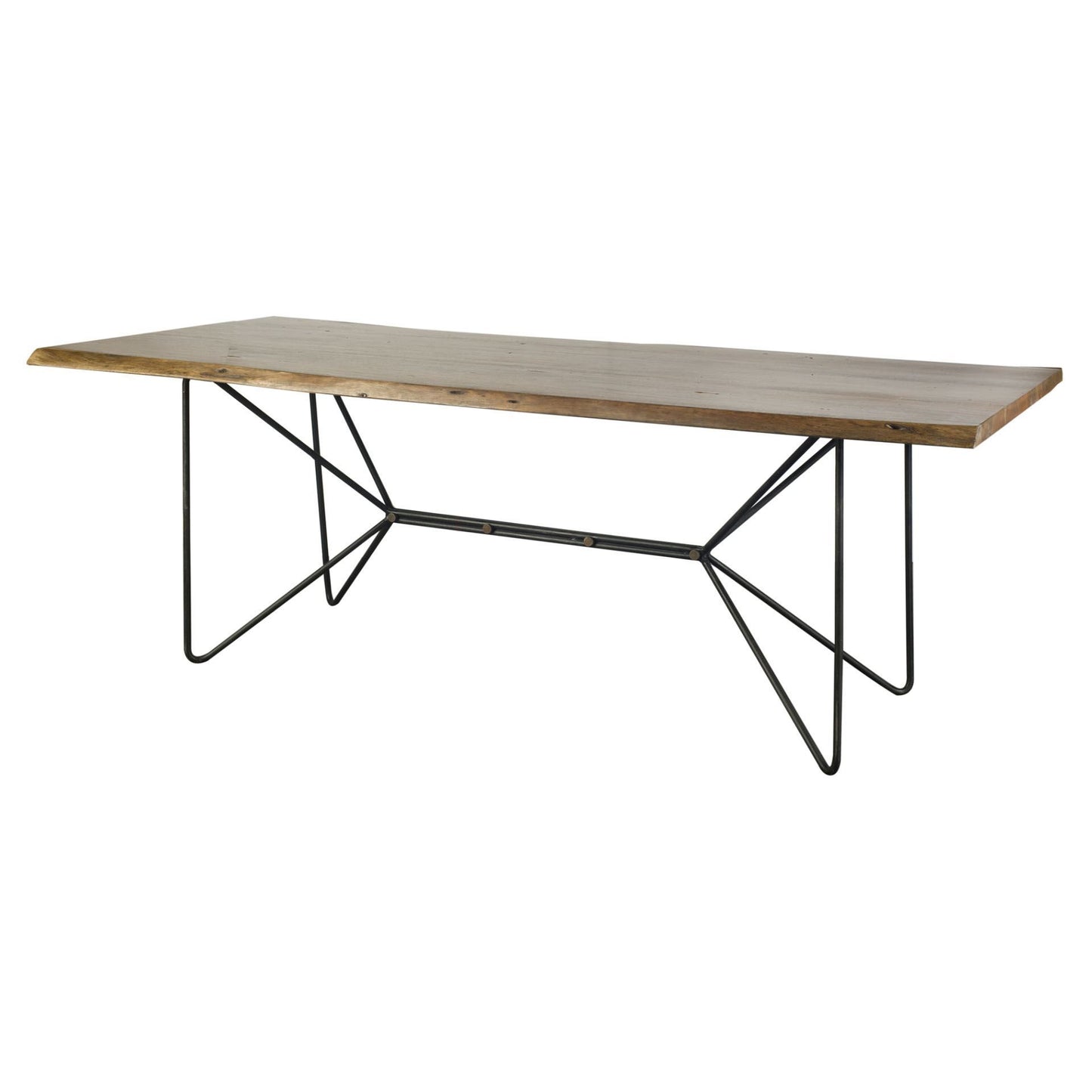 Natural Tapered Live Edge Top With Iron Base Dining Table By Homeroots | Dining Tables | Modishstore - 2