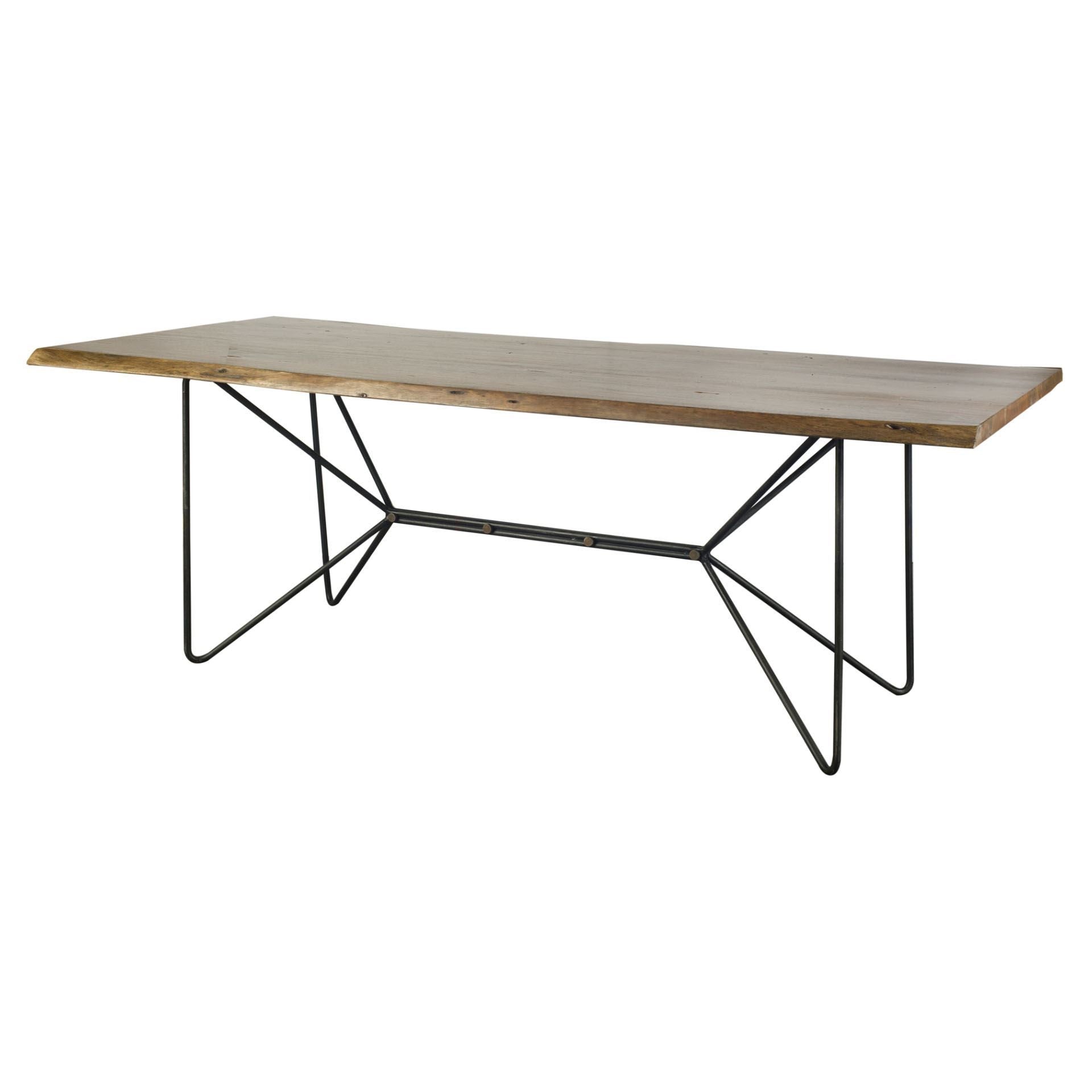 Natural Tapered Live Edge Top With Iron Base Dining Table By Homeroots | Dining Tables | Modishstore - 2