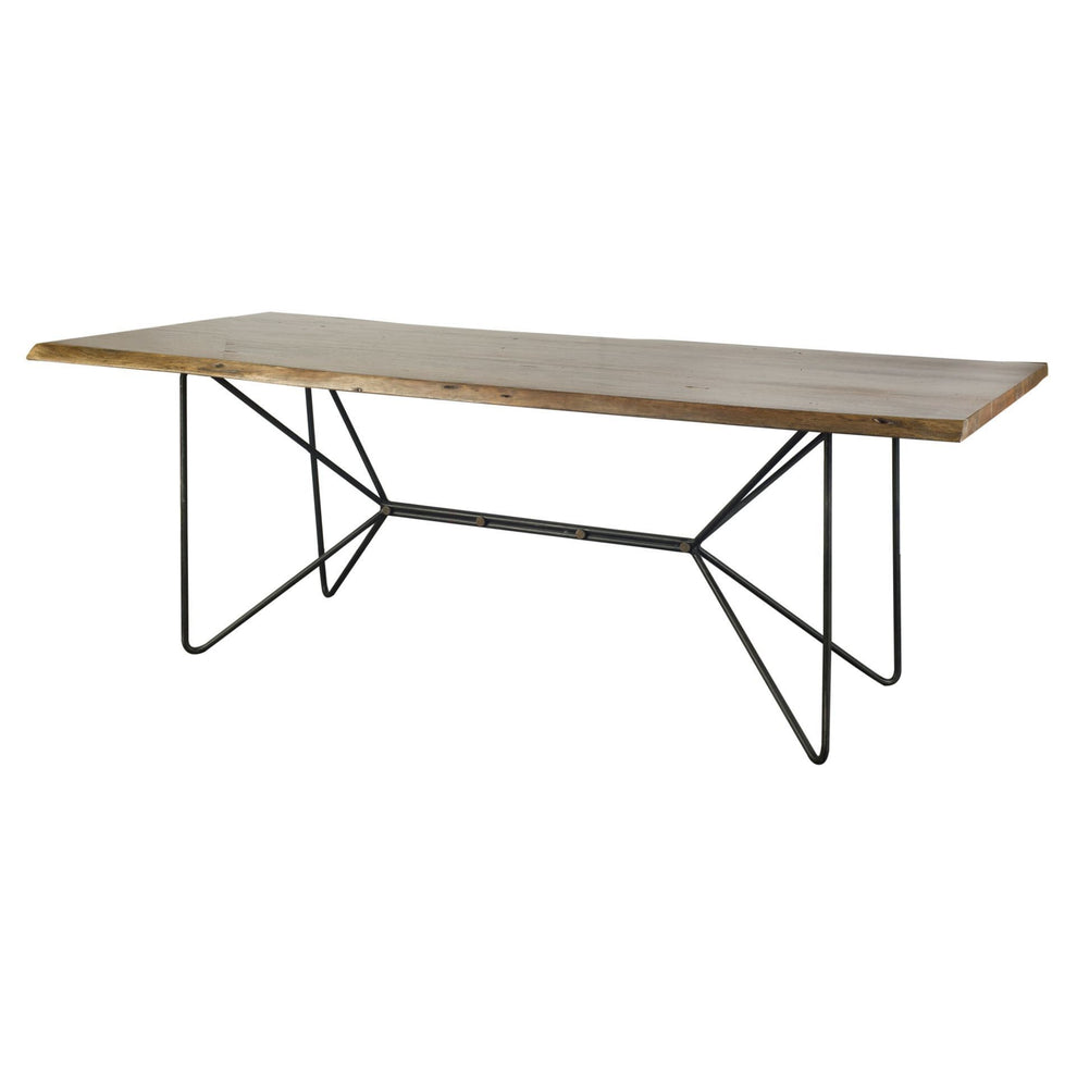 Natural Tapered Live Edge Top With Iron Base Dining Table By Homeroots | Dining Tables | Modishstore - 2