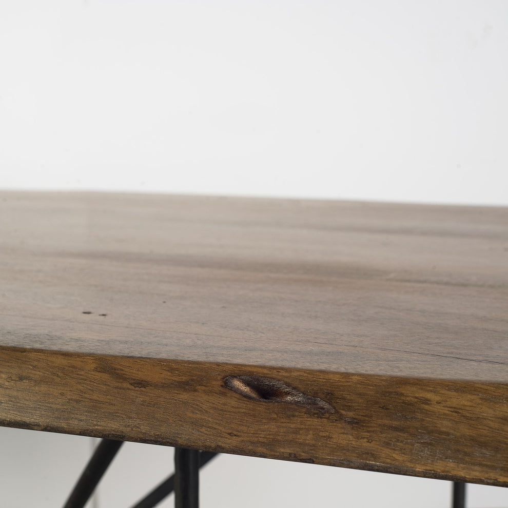 Natural Tapered Live Edge Top With Iron Base Dining Table By Homeroots | Dining Tables | Modishstore - 3