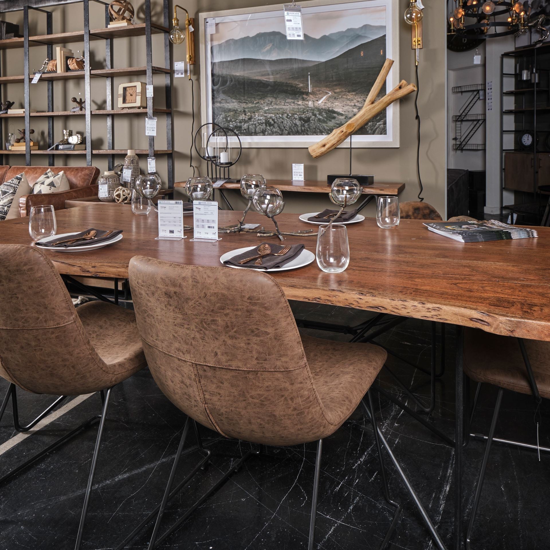 Natural Tapered Live Edge Top With Iron Base Dining Table By Homeroots | Dining Tables | Modishstore