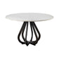 48' Round White Marble Top Black Base Dining Table By Homeroots | Dining Tables | Modishstore - 3