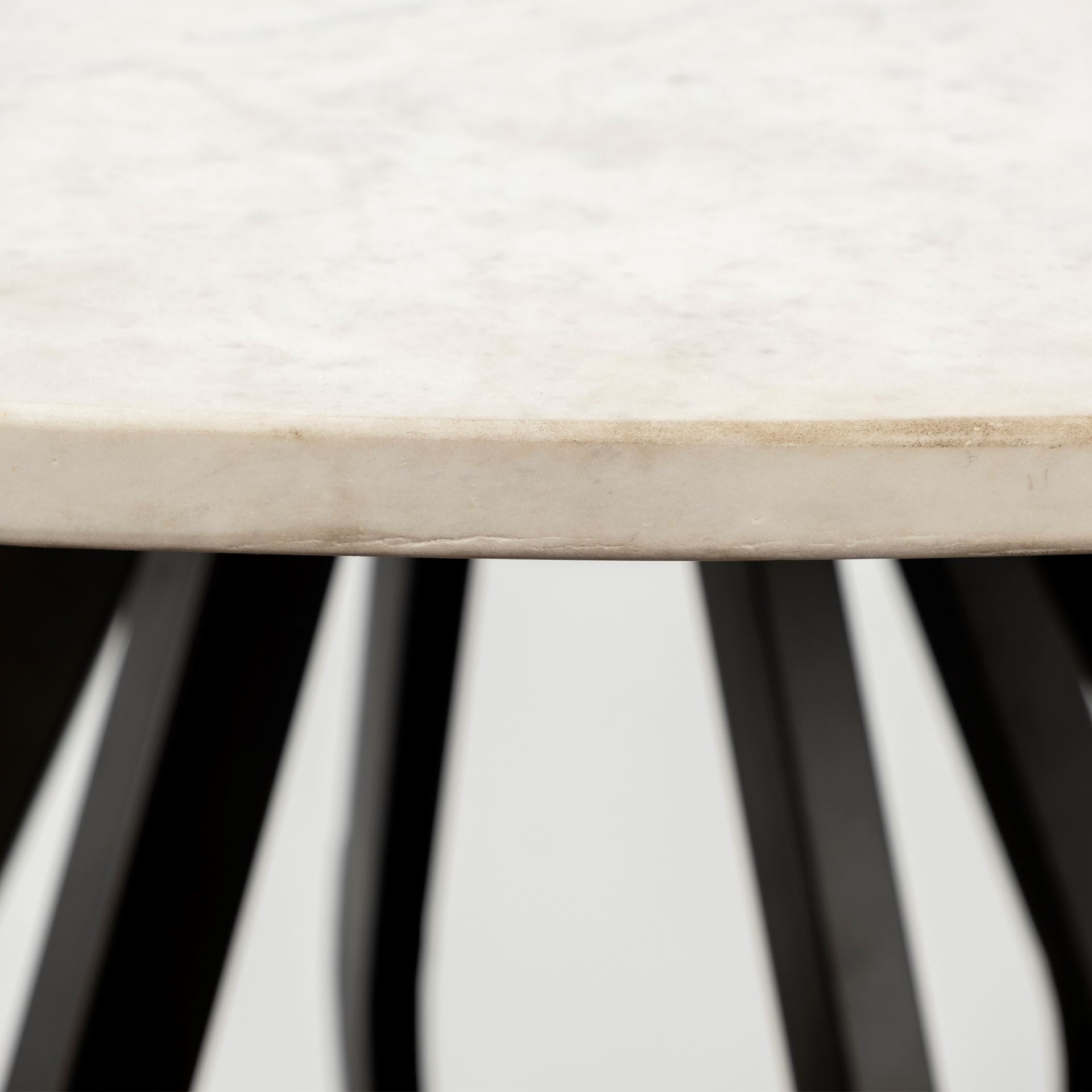 48' Round White Marble Top Black Base Dining Table By Homeroots | Dining Tables | Modishstore - 4