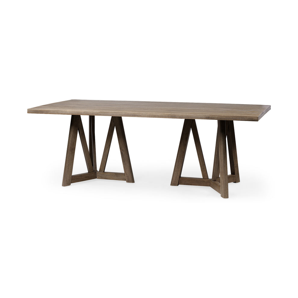 Rectangular Brown Solid Wood Top & Base Dining Table By Homeroots | Dining Tables | Modishstore - 2