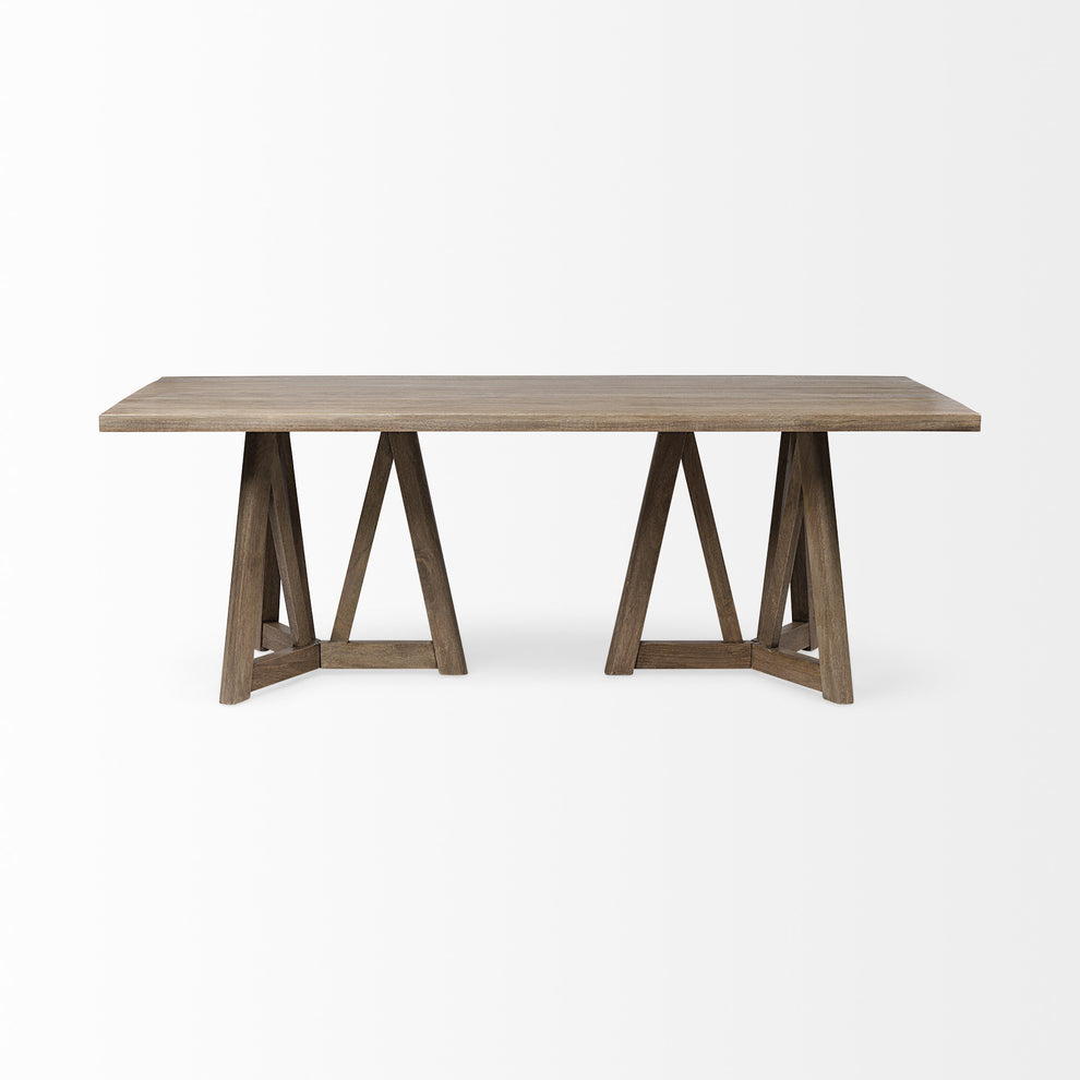 Rectangular Brown Solid Wood Top & Base Dining Table By Homeroots | Dining Tables | Modishstore - 3