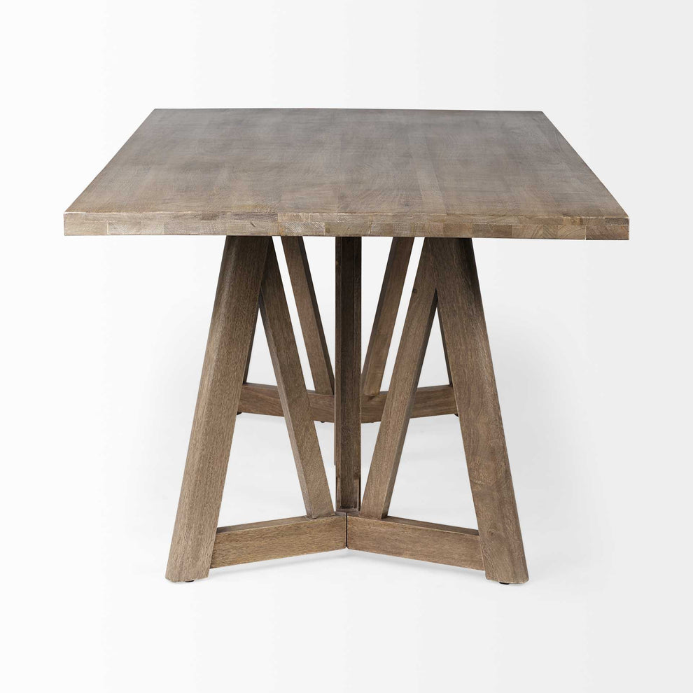 Rectangular Brown Solid Wood Top & Base Dining Table By Homeroots | Dining Tables | Modishstore - 4