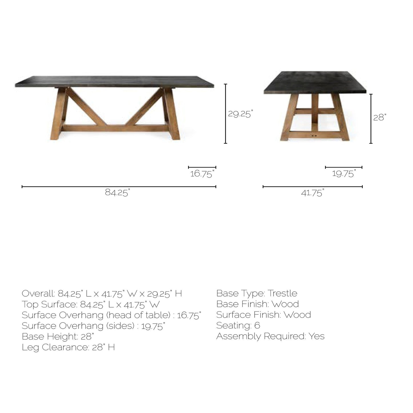 Rectangular Two Tone Brown Solid Wood Dining Table By Homeroots - 380471 | Dining Tables | Modishstore - 9