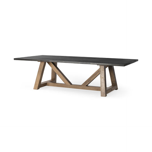 Rectangular Two Tone Brown Solid Wood Dining Table By Homeroots - 380472 | Dining Tables | Modishstore