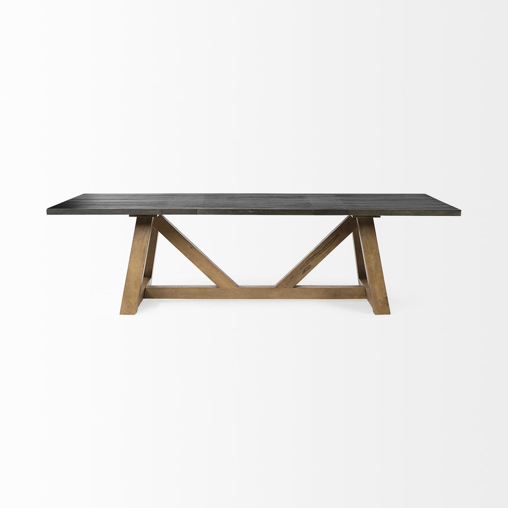 Rectangular Two Tone Brown Solid Wood Dining Table By Homeroots - 380472 | Dining Tables | Modishstore - 2
