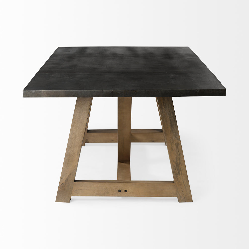 Rectangular Two Tone Brown Solid Wood Dining Table By Homeroots - 380472 | Dining Tables | Modishstore - 3