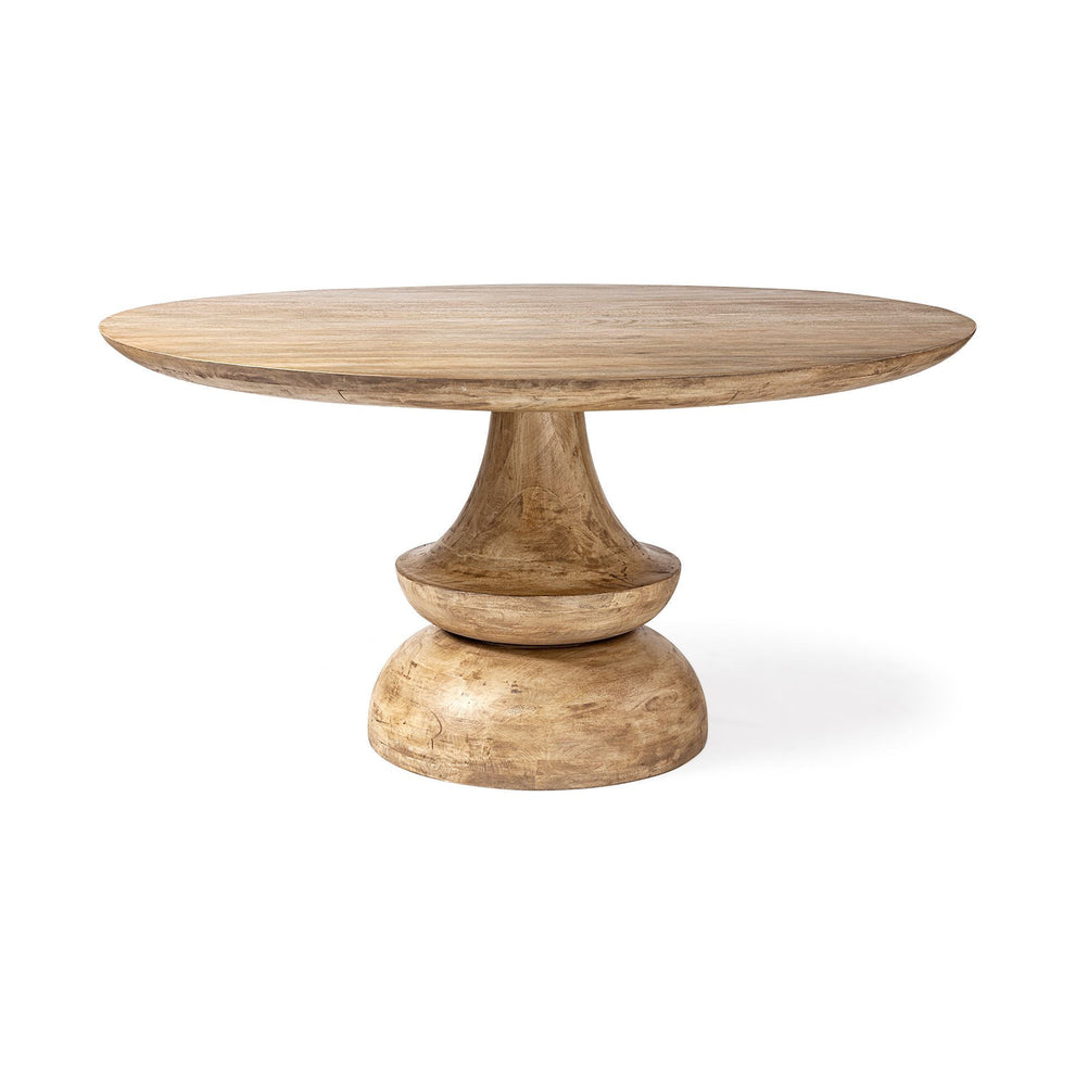 60' Round Blonde Solid Wood And Base Dining Table By Homeroots | Dining Tables | Modishstore - 2