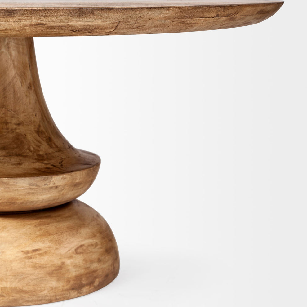 60' Round Blonde Solid Wood And Base Dining Table By Homeroots | Dining Tables | Modishstore - 3