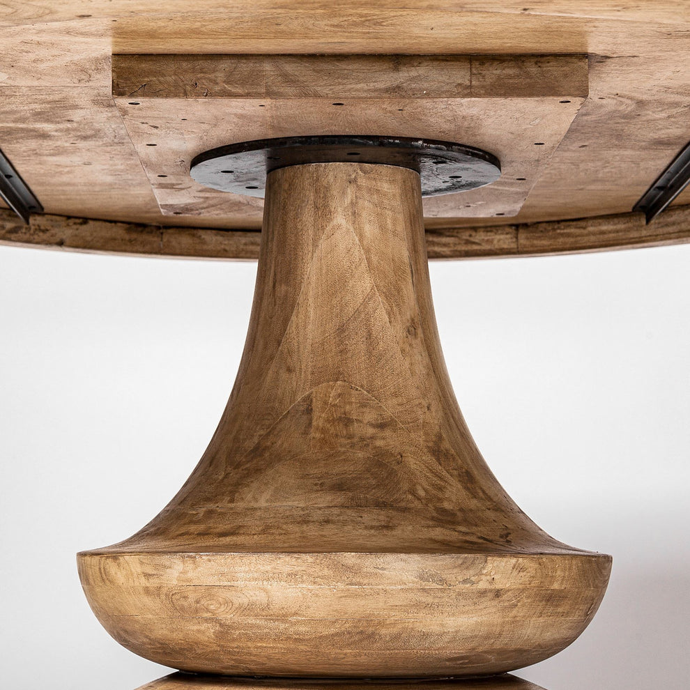 60' Round Blonde Solid Wood And Base Dining Table By Homeroots | Dining Tables | Modishstore - 4