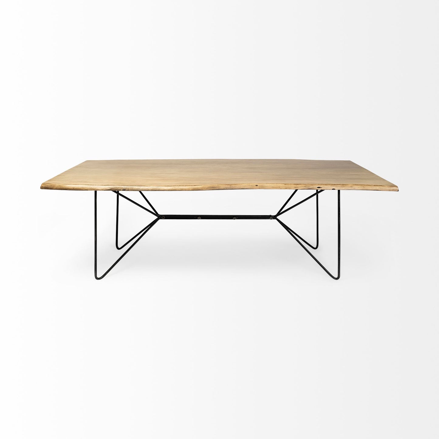 Rectangular Blonde Live Edge Sold Wood Top With Black Metal Base Dining Table By Homeroots | Dining Tables | Modishstore - 2