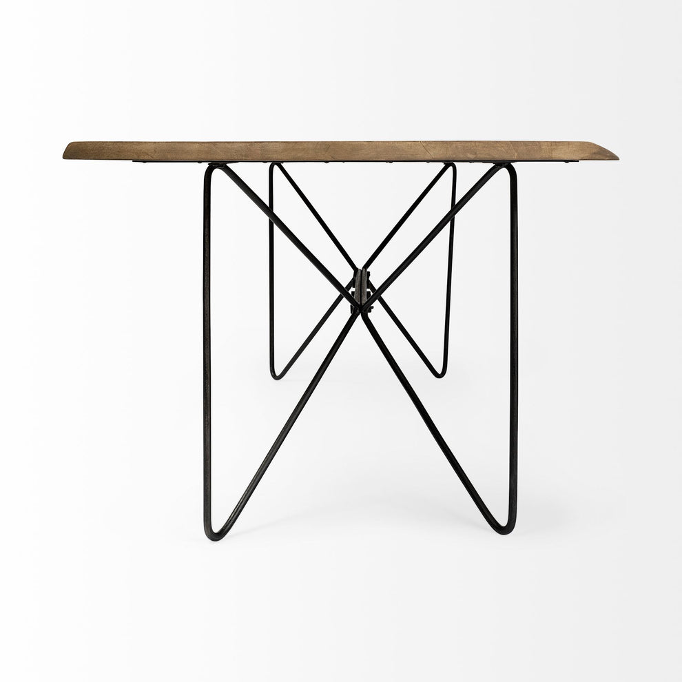 Rectangular Blonde Live Edge Sold Wood Top With Black Metal Base Dining Table By Homeroots | Dining Tables | Modishstore - 4