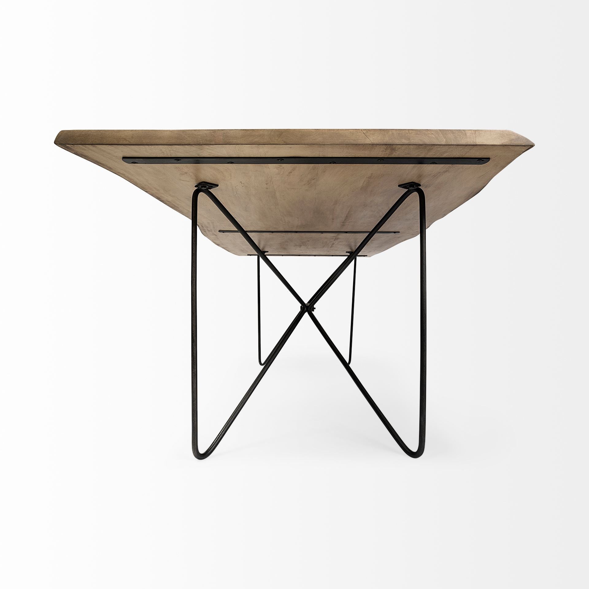 Rectangular Blonde Live Edge Sold Wood Top With Black Metal Base Dining Table By Homeroots | Dining Tables | Modishstore - 5