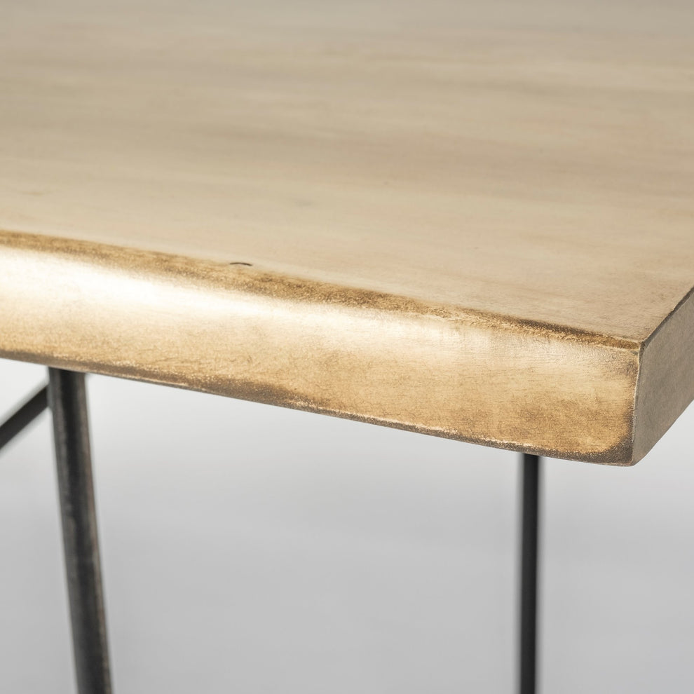 Rectangular Blonde Live Edge Sold Wood Top With Black Metal Base Dining Table By Homeroots | Dining Tables | Modishstore - 6