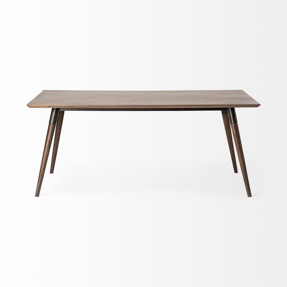 72X39 Brown Solid Wood Top With Metal And Wood Leg Dining Table By Homeroots | Dining Tables | Modishstore - 2