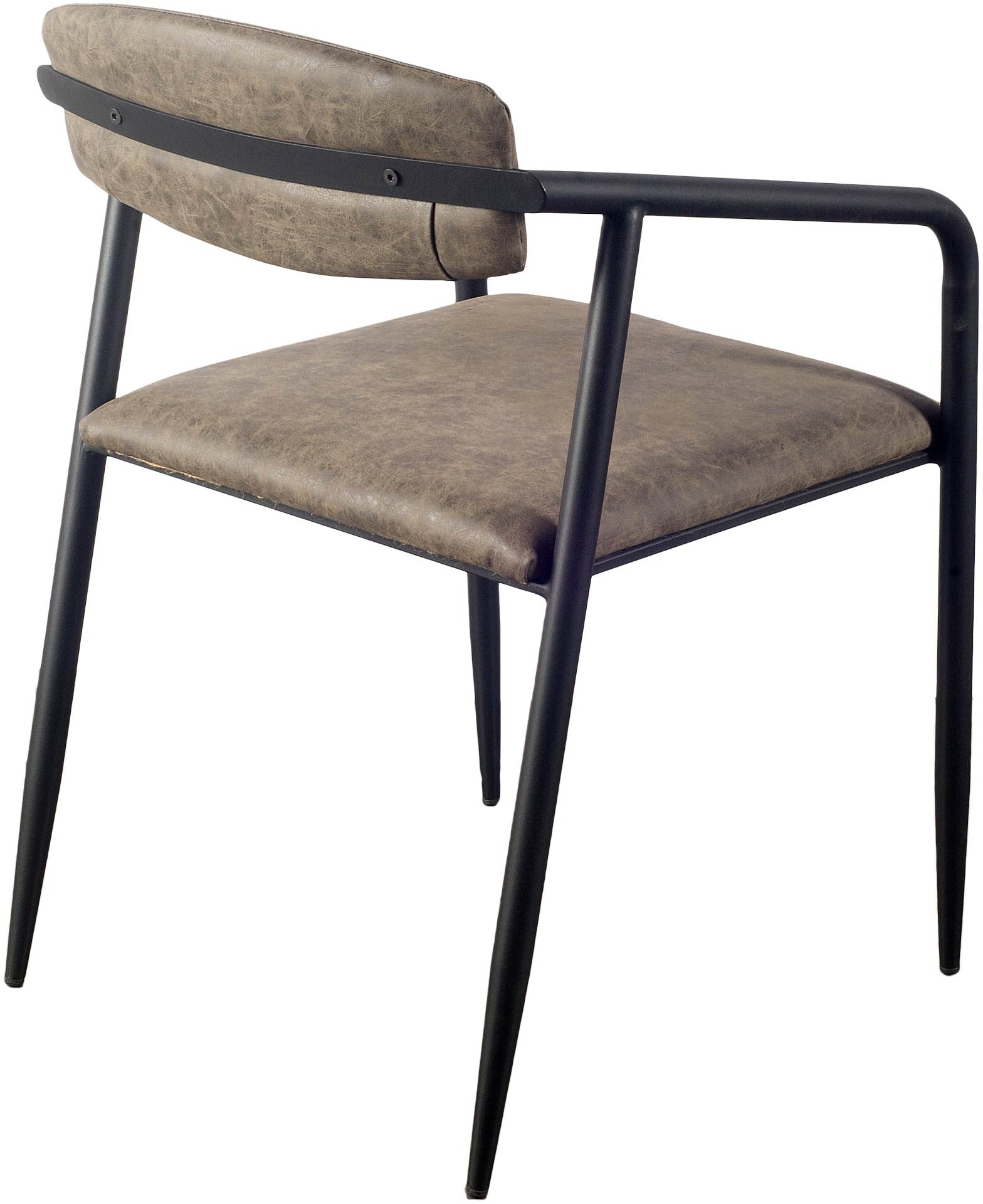 Brown Faux Leather Seat With Black Iron Frame Dining Chair By Homeroots - 380480 | Dining Chairs | Modishstore - 3