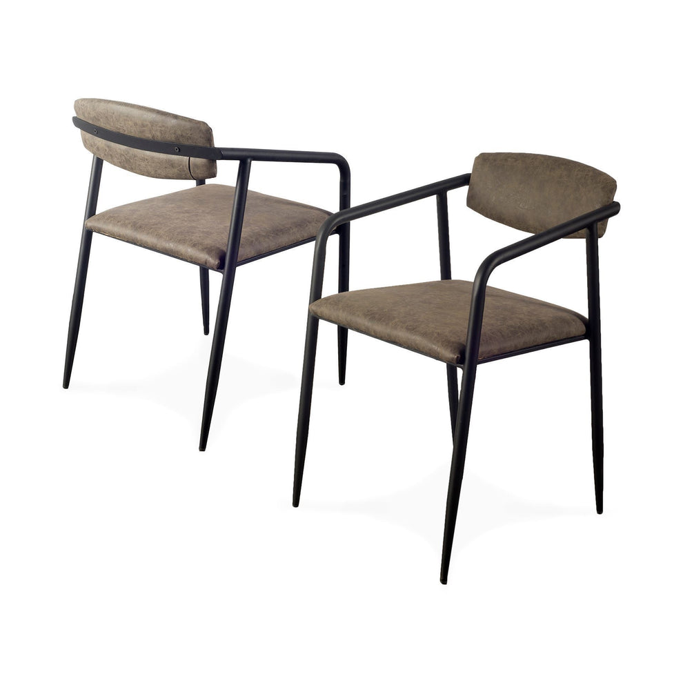 Brown Faux Leather Seat With Black Iron Frame Dining Chair By Homeroots - 380480 | Dining Chairs | Modishstore - 4