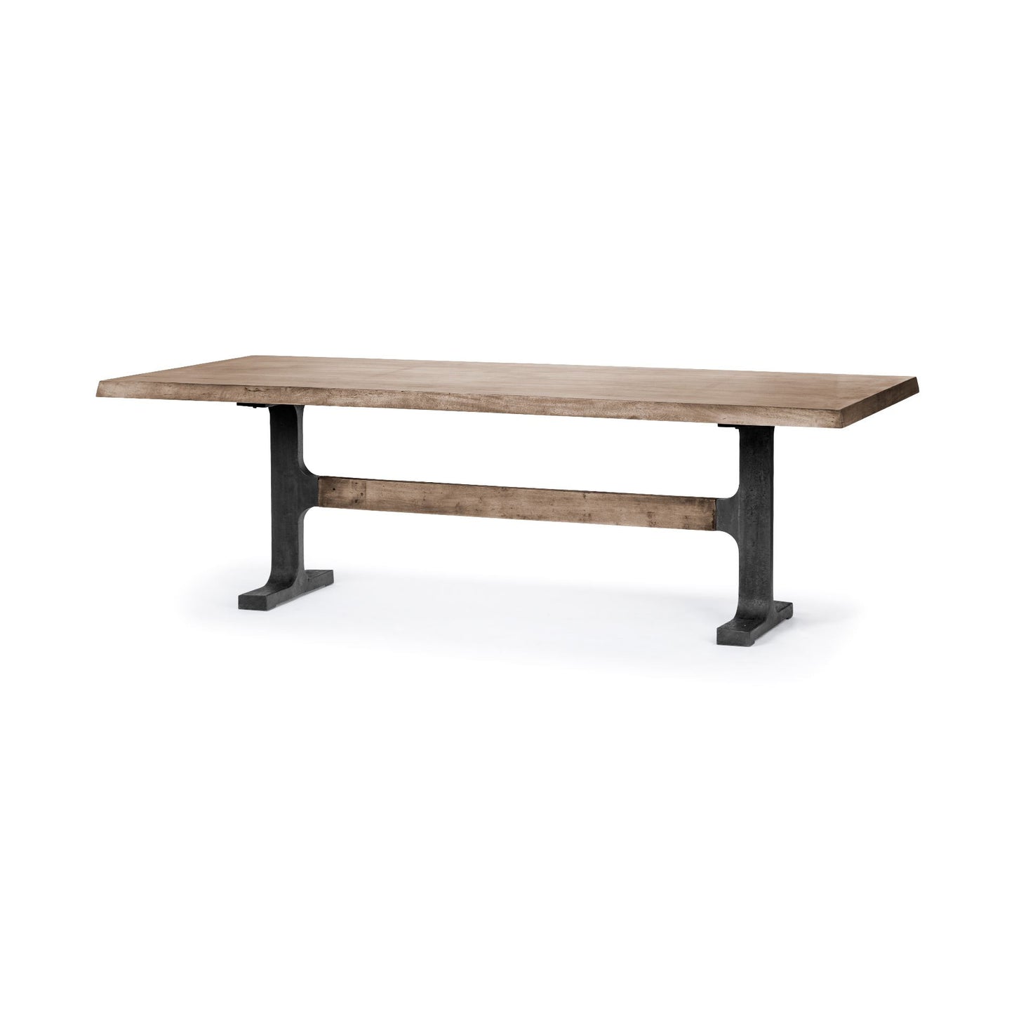 Rectangular Brown Solid Wood Top With Black Metal Base Dining Table By Homeroots - 380482 | Dining Tables | Modishstore - 2