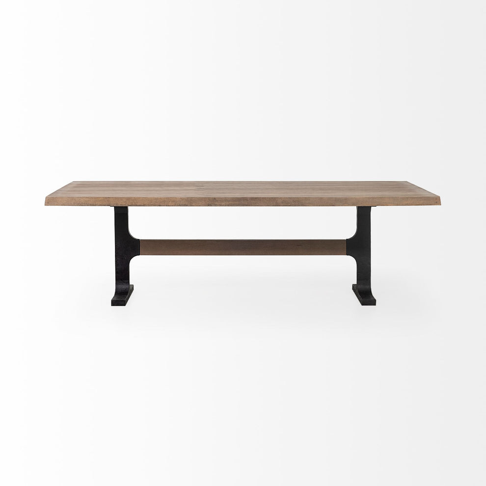 Rectangular Brown Solid Wood Top With Black Metal Base Dining Table By Homeroots - 380482 | Dining Tables | Modishstore - 3