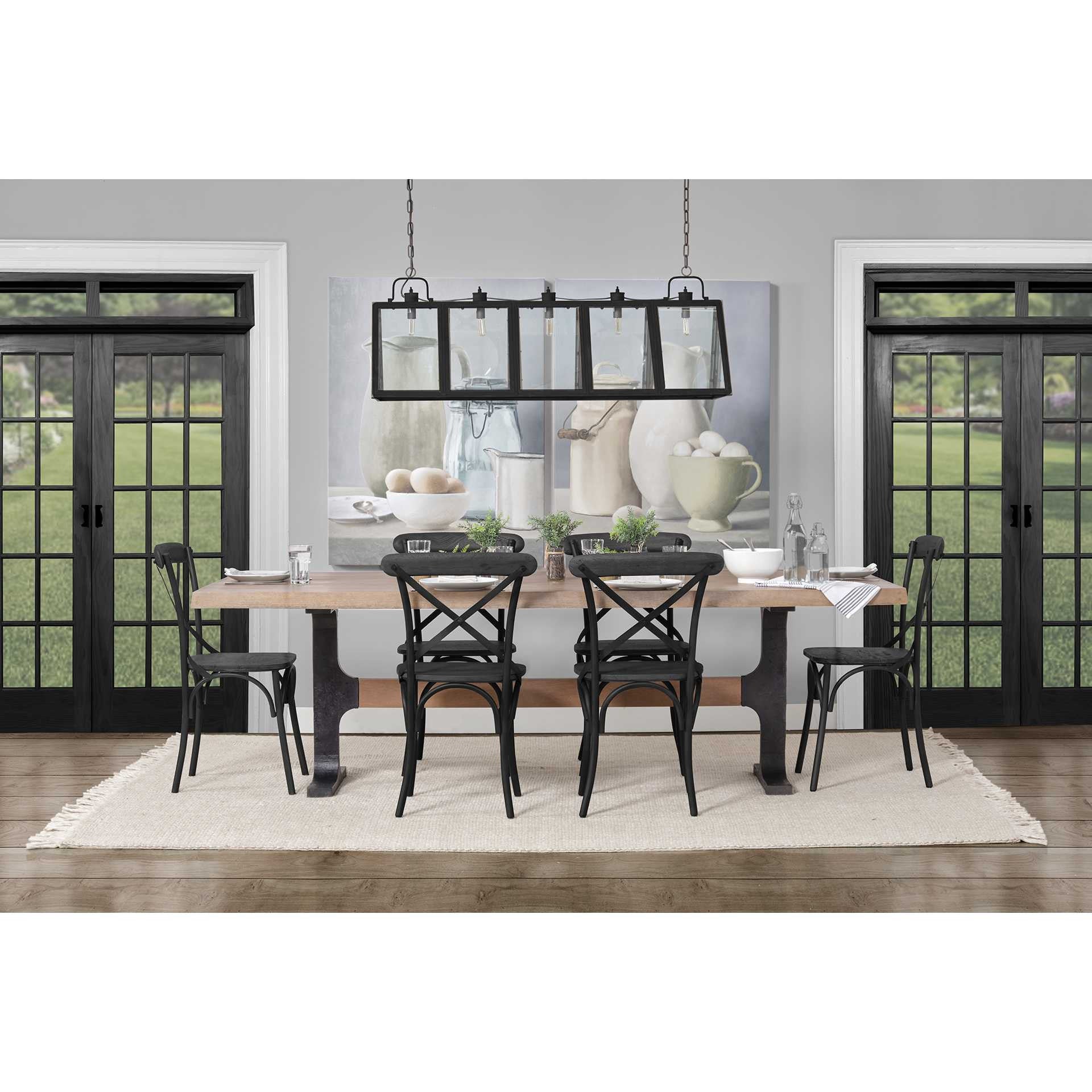 Rectangular Brown Solid Wood Top With Black Metal Base Dining Table By Homeroots - 380482 | Dining Tables | Modishstore