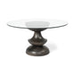 60' Round Glass Top Brown Wood With Pedestal Base Dining Table By Homeroots | Dining Tables | Modishstore