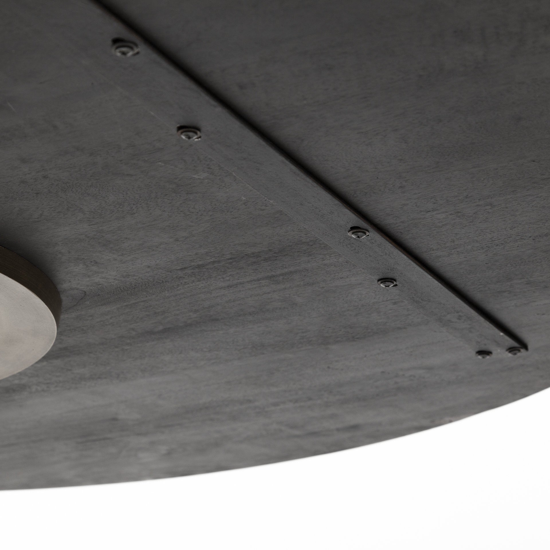 54' Round Brown Solid Wood Top With Gold Metal Base Dining Table By Homeroots | Dining Tables | Modishstore - 6