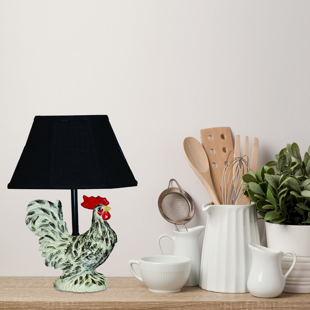 Rustic Farmhouse Rooster Accent Lamp By Homeroots | Table Lamps | Modishstore