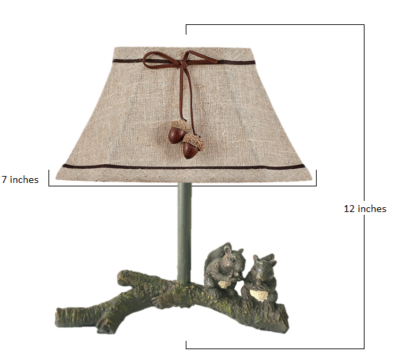 Squirrel Buddies Accent Lamp with Natural Shade By Homeroots | Table Lamps | Modishstore - 2