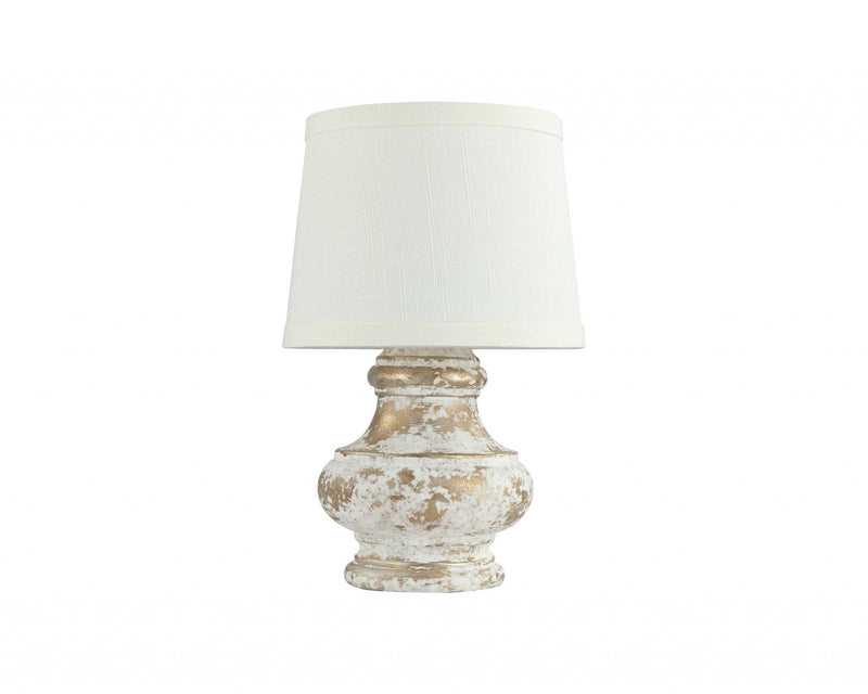 Distressed White and Gold Accent Lamp By Homeroots | Table Lamps | Modishstore