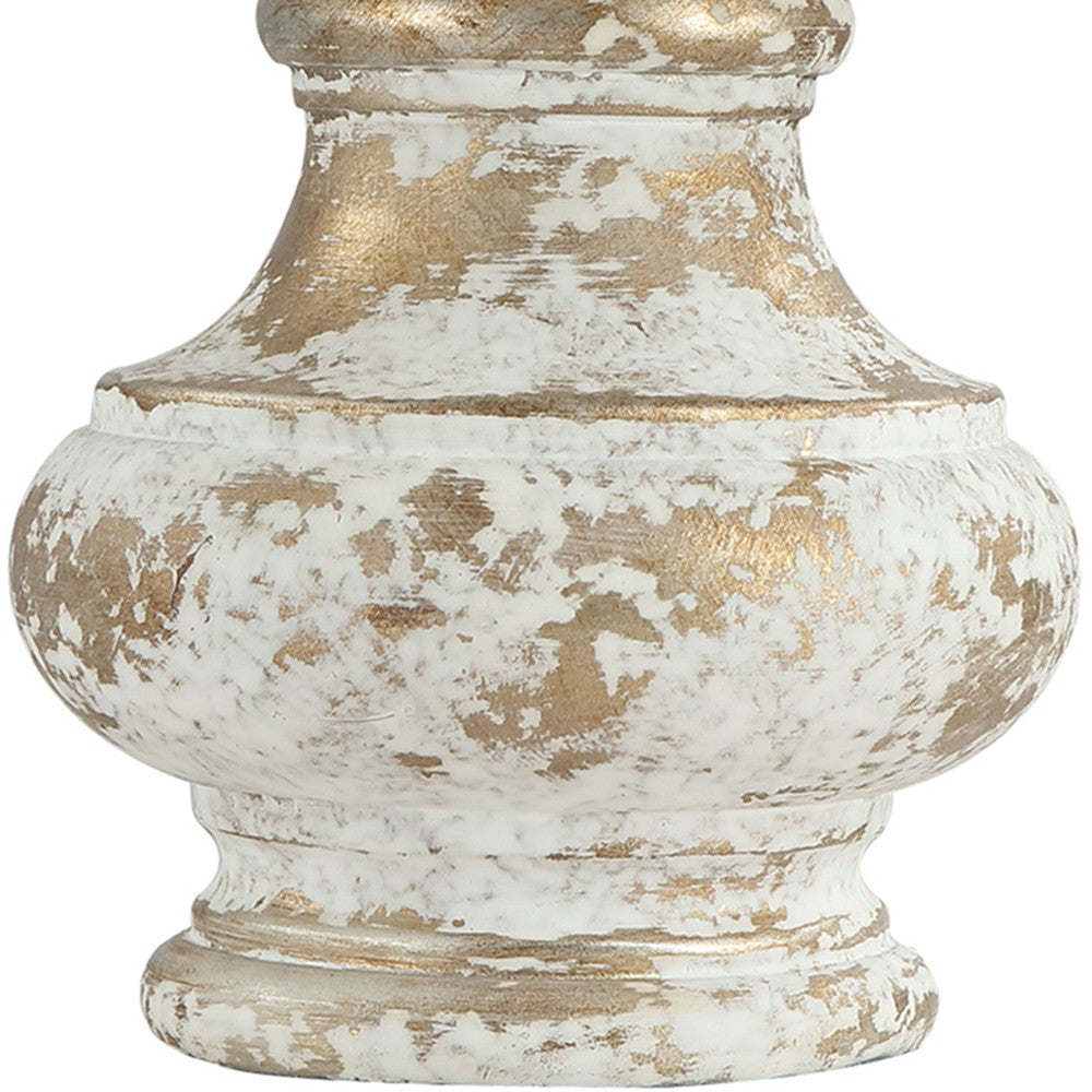 Distressed White and Gold Accent Lamp By Homeroots | Table Lamps | Modishstore - 2