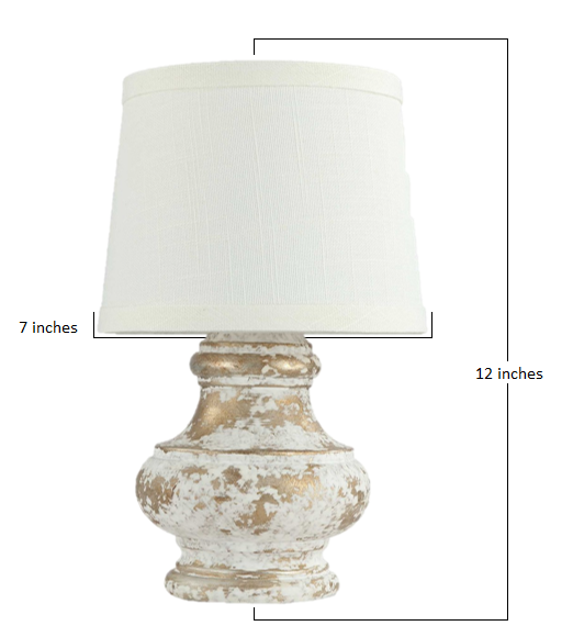 Distressed White and Gold Accent Lamp By Homeroots | Table Lamps | Modishstore - 3